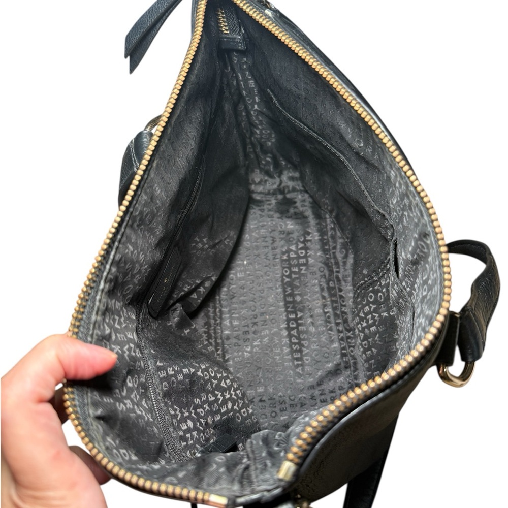 Kate Spade Larchmont Avenue Small Penny Black Pebbled Leather Satchel Crossbody - Picture 7 of 8